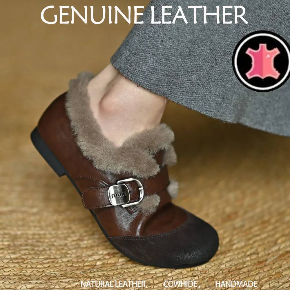 Crossfit Belt - Mocassins pour femmes en fourrure, cuir